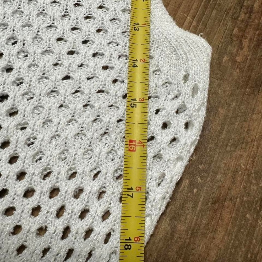 Express‎ White Crochet Open Knit Sweater Womens Small Beachy Boho Layering - Picture 5 of 10